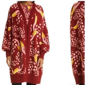 Farm Rio Cardigan Toucanissimo Cardy Midi Open Front Toucan